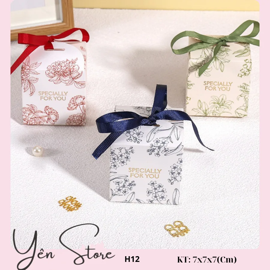 Hộp đựng quà tặng Specially ForU kèm nơ cho tiệc cưới, sinh nhật phong cách Châu Âu, sang trọng- H12